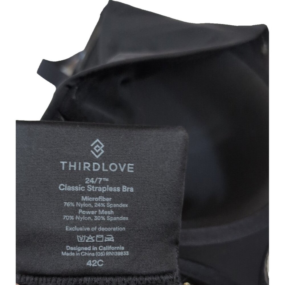ThirdLove Bra Womens 42C 24/7 Classic Strapless Black Underwire - New - Picture 3 of 3